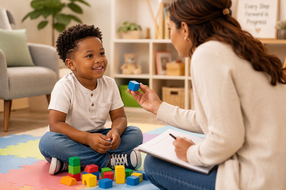 Child with caregiver during respite care session